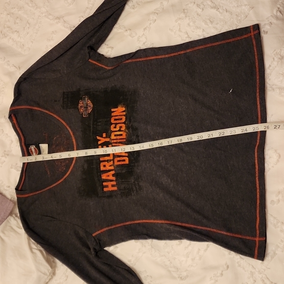 Womens Harley Davdison Grey Scoop Neck Long Sleeve Tee - Picture 7 of 7